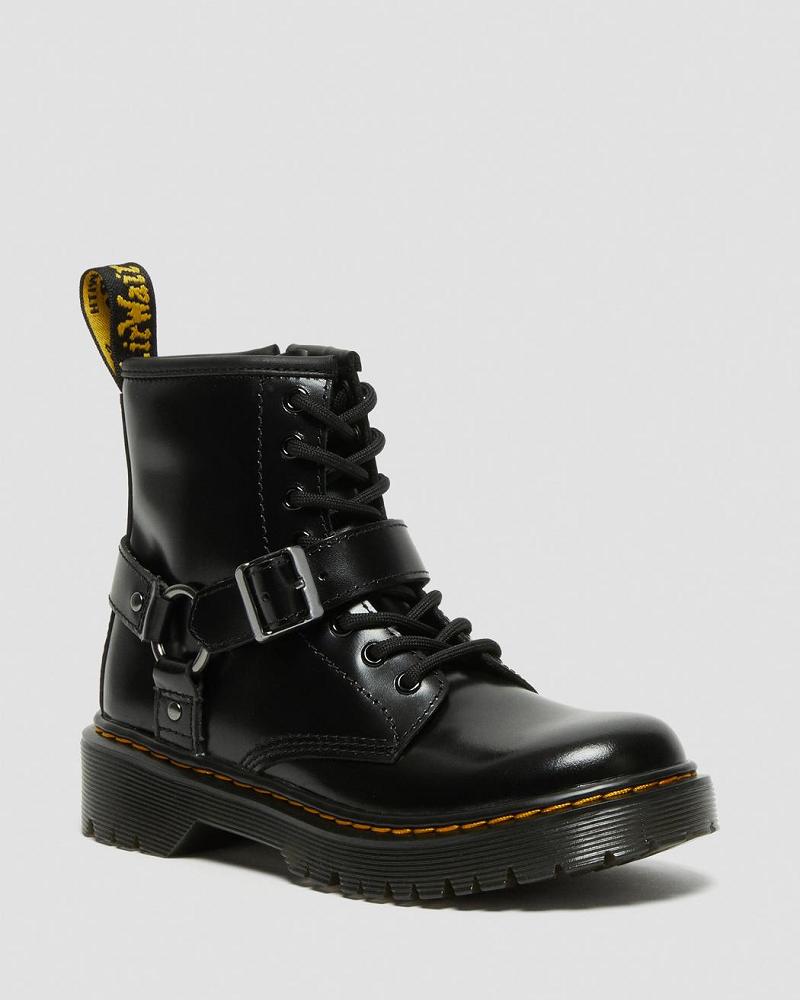 Botas Casuales Dr Martens Junior 1460 Harness Cuero Niños Negros | MX 162UZG